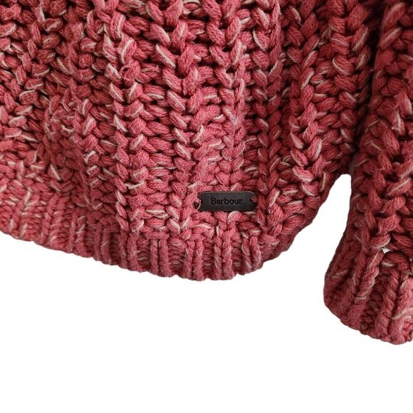 Barbour Sweater Womens 12 Pink Rogan Chunky Knit Pullover Button Detail - Picture 4 of 9